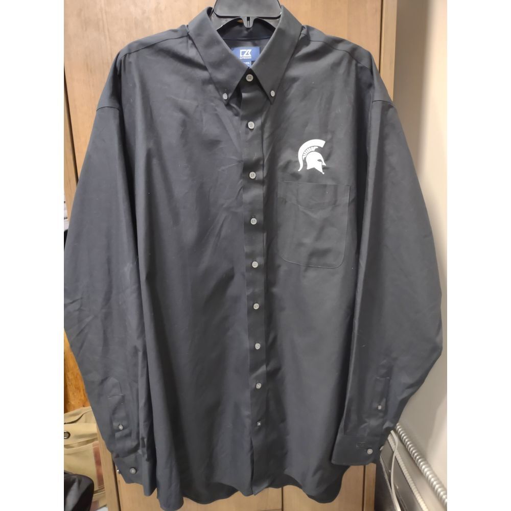 Cutter And Buck MSU Spartan Black LS Dress Shirt XLT New!
